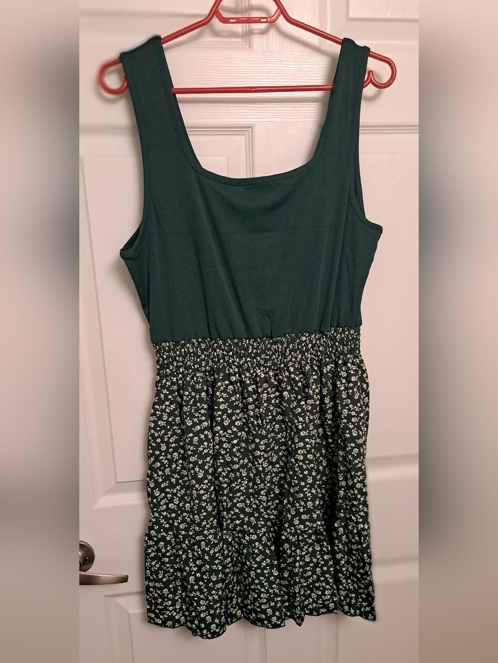 Dark Green Floral Tank Sundress Size 14/16 New Flowy Boho - Picture 5 of 9